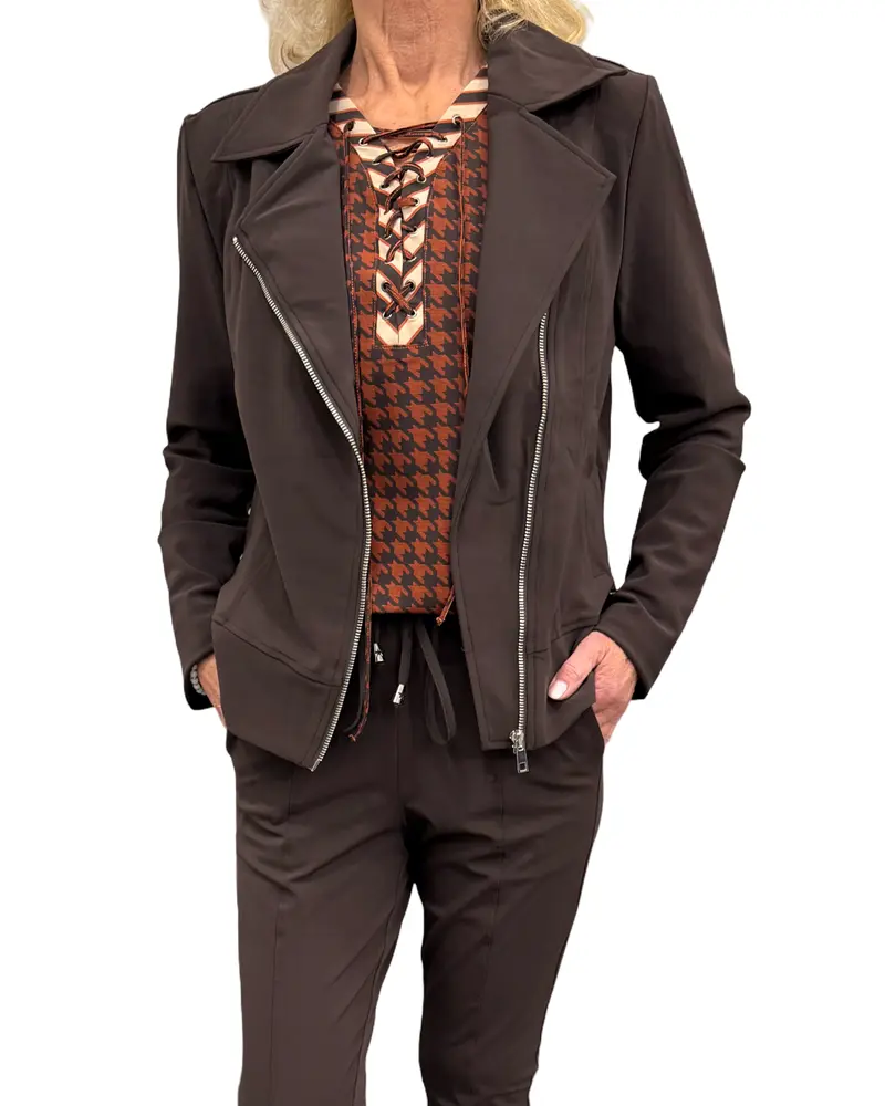 Mi Piace Bonded Biker Jacket 202728-Espresso