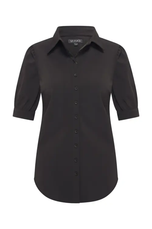 Mi Piace Korte Pofmouw Travel Blouse 202270-Black