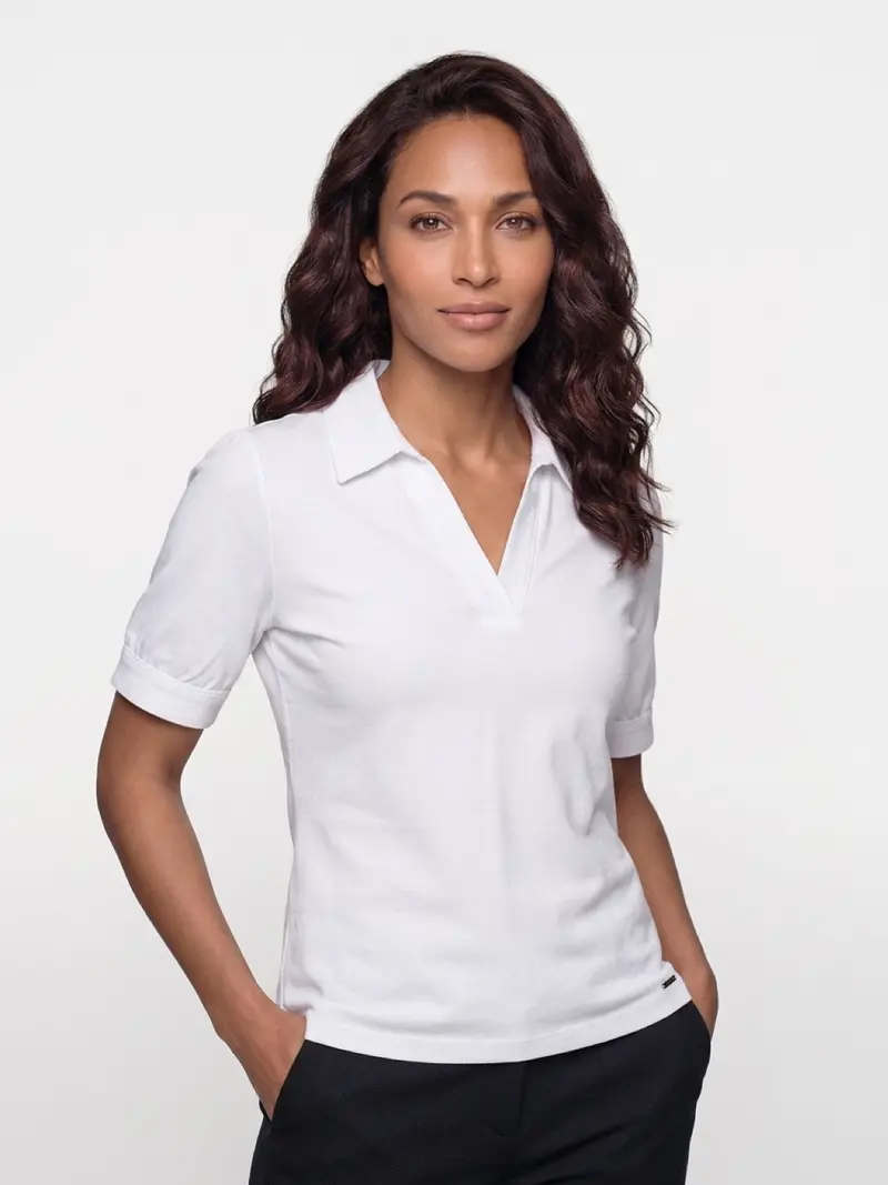 Mi Piace-Polo Top Puff Sleeves 202853-White