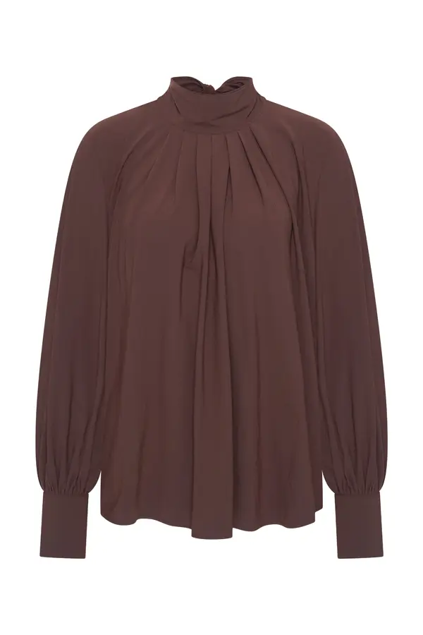 Mi Piace-Travel Blouse Bow Light 202774L-Espresso