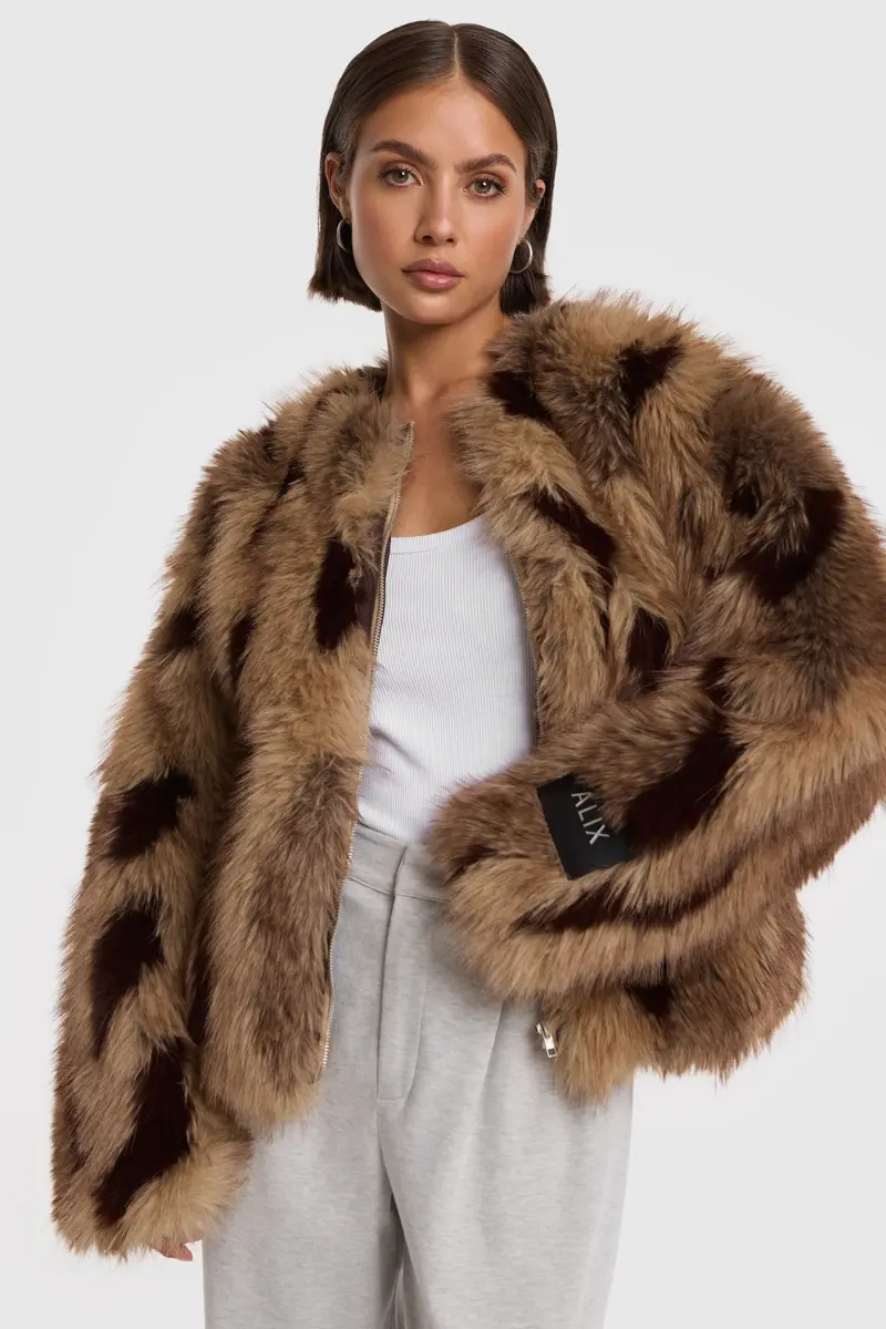 Mix faux fur coat
