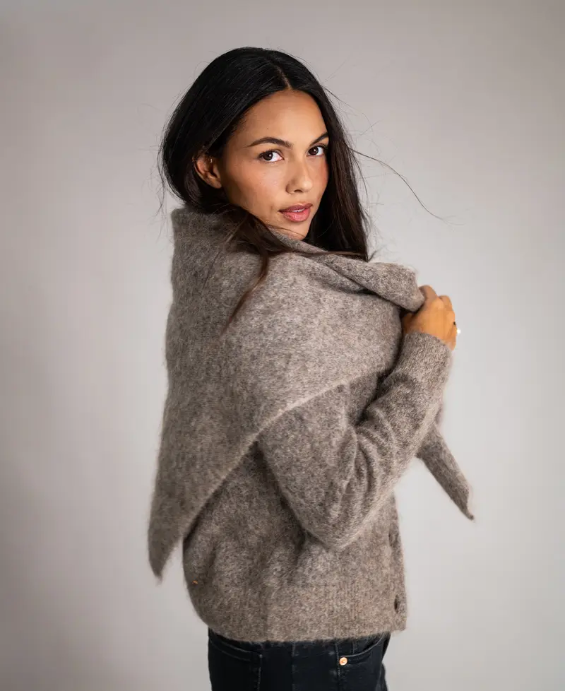 Mohair Sjaal LA LILOU Bruin melange
