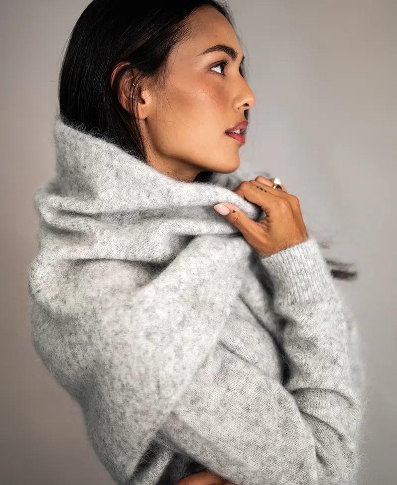 Mohair Sjaal LA LILOU Zilvergrijs
