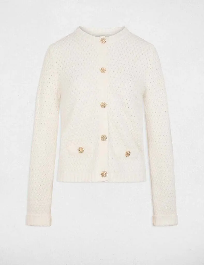 Morgan - Straight cardigan with round neck white