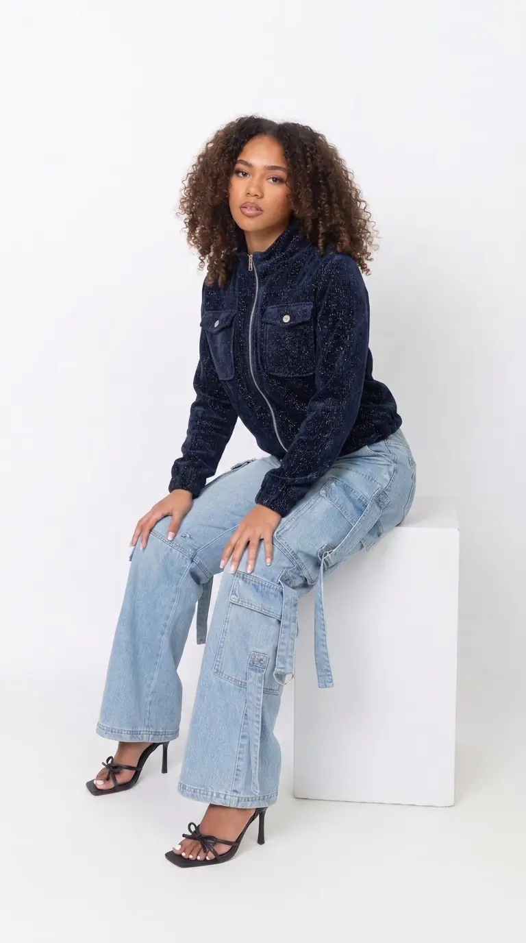 NED-Jack Ruan-B LS-RMJ Chenille Lurex Rib-Naval Blue