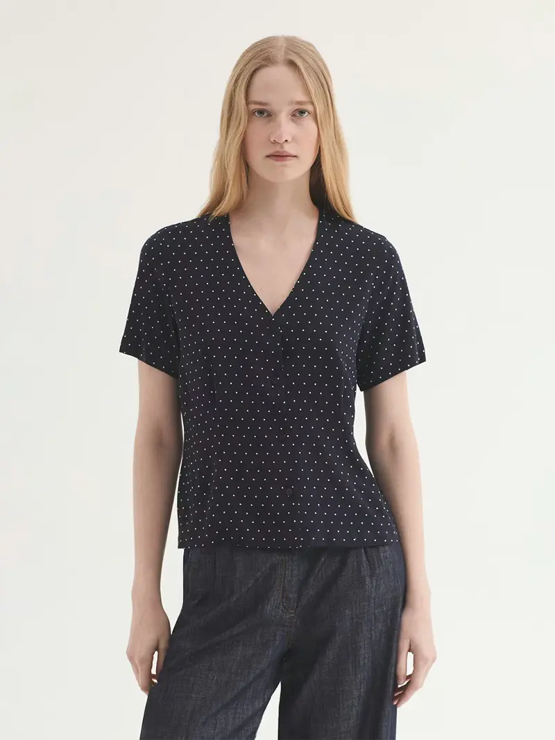 Nice Things - ''Small dots print'' top - Navy