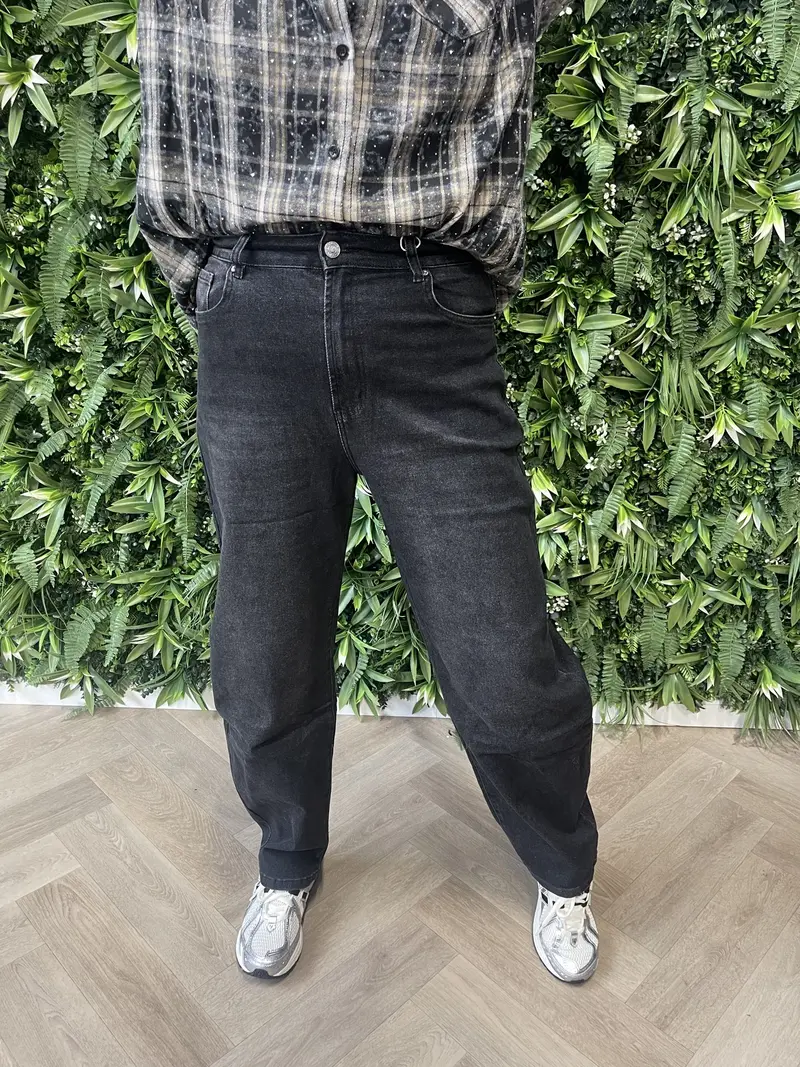 Norfy barrel jeans zwart