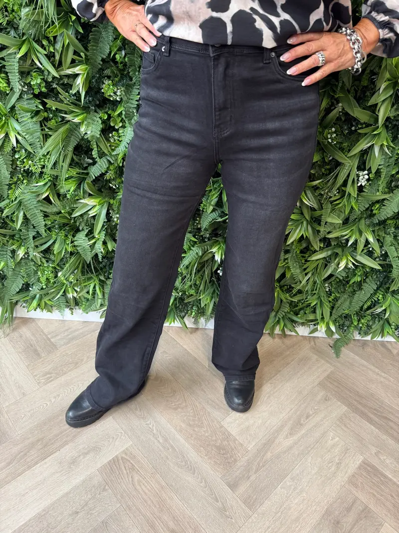Norfy power stretch wide leg jeans zwart
