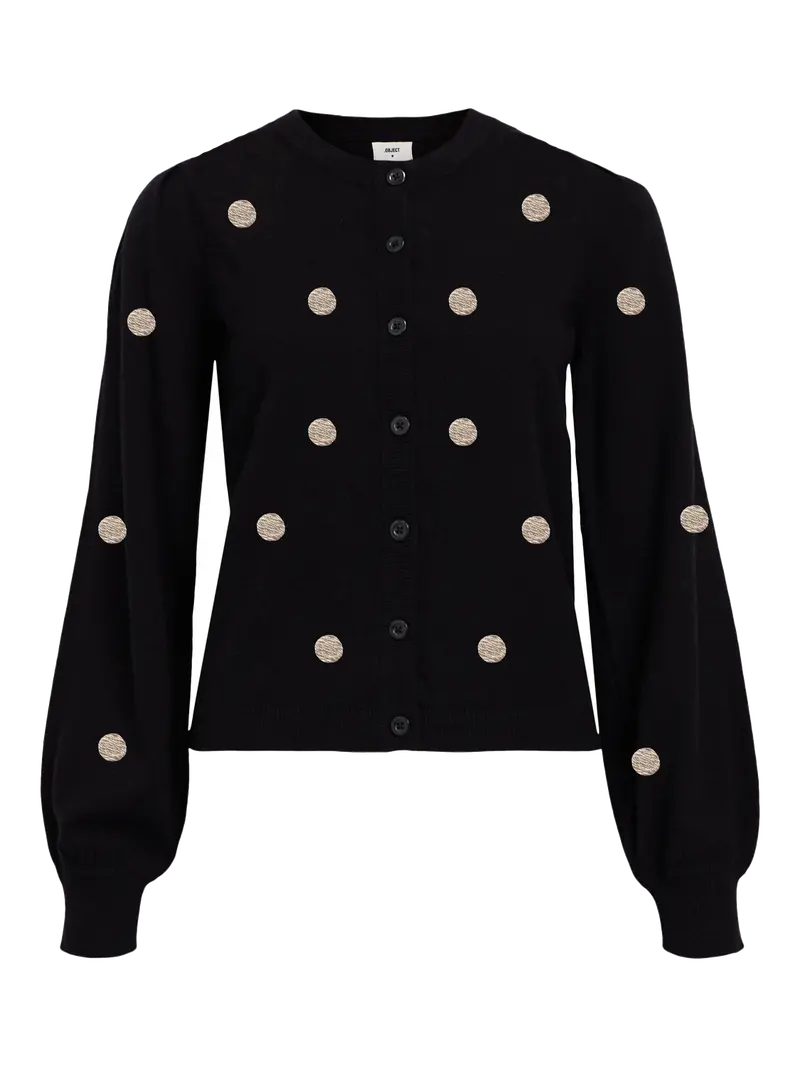 OBJTHESS L/S KNIT EMBROIDERY CARDIGAN
