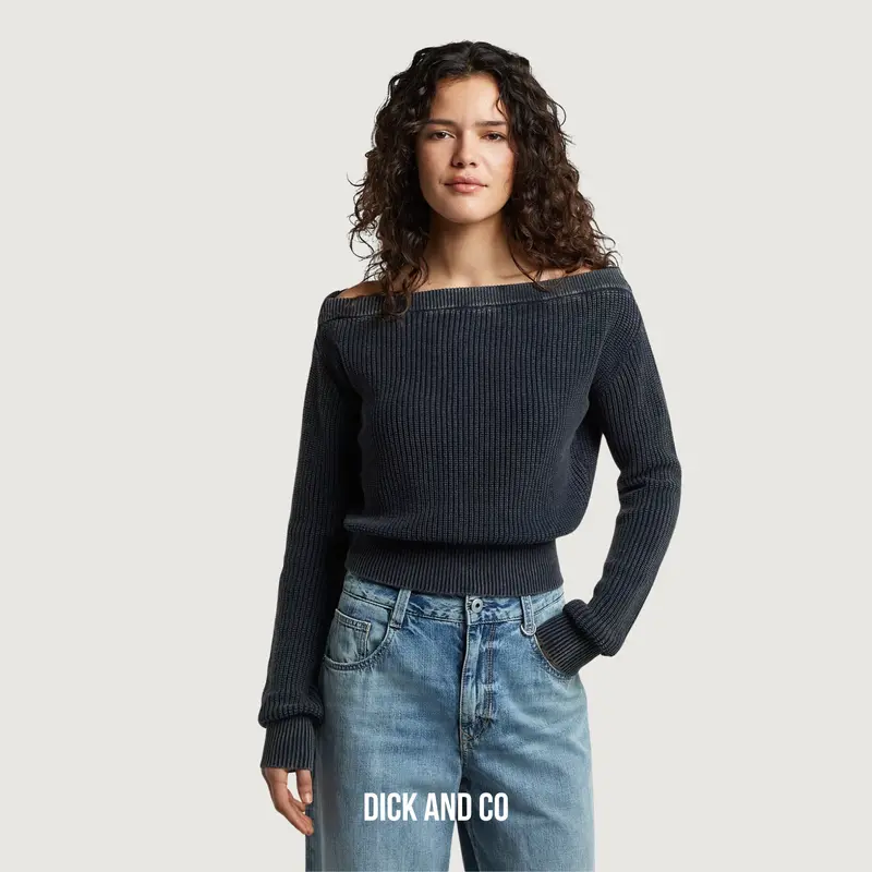 Offshoulder Washed Gebreide trui