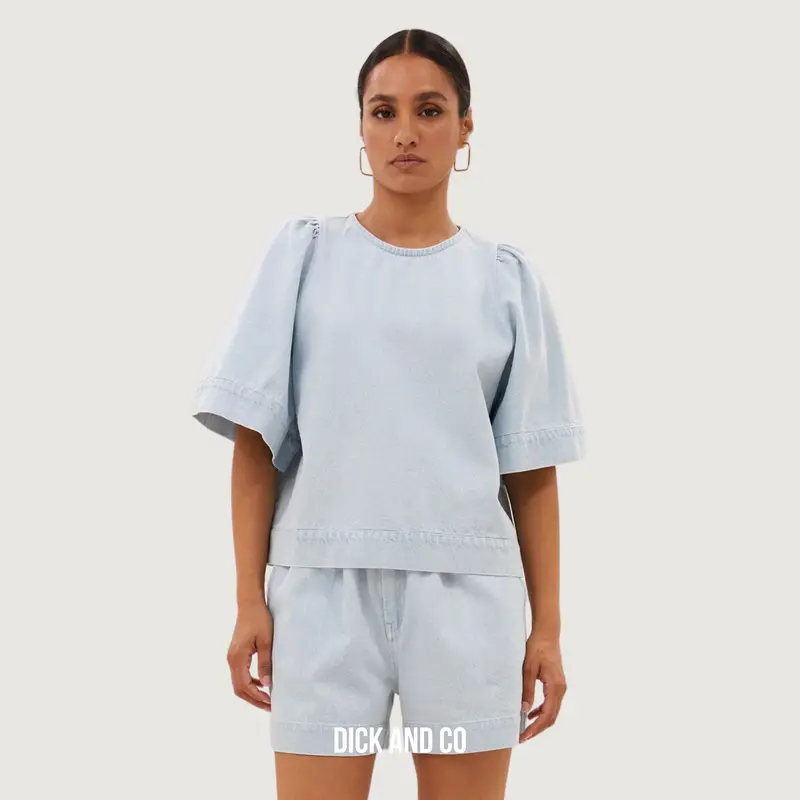Olivia Bleached Denim Blouse