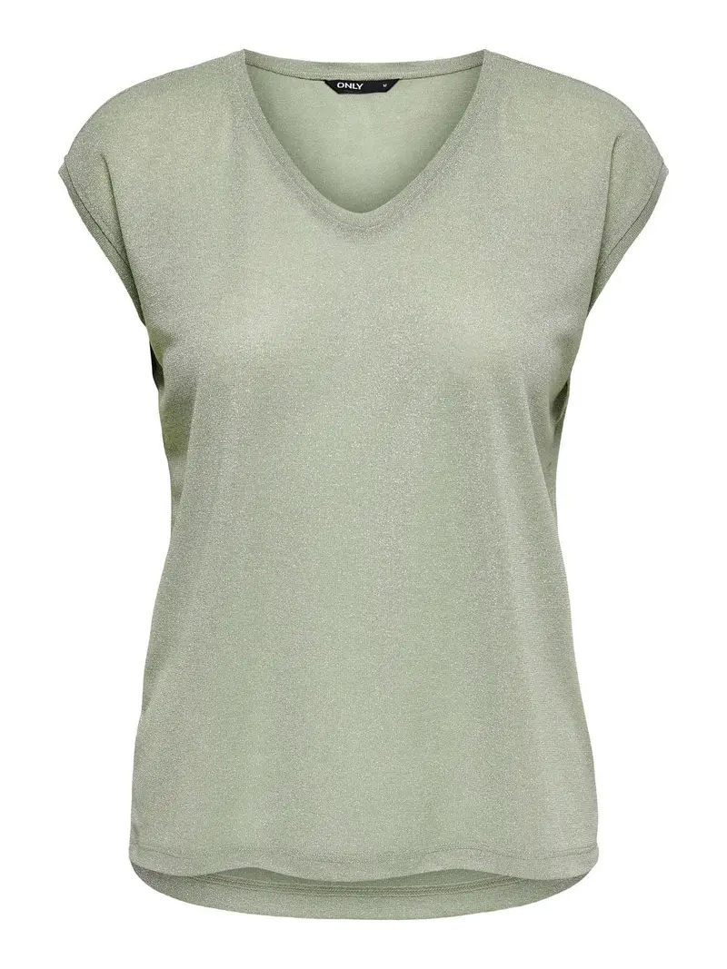 ONLSILVERY S/S V NECK LUREX T
