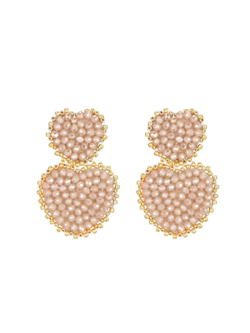 Oorbellen - Heart Beige