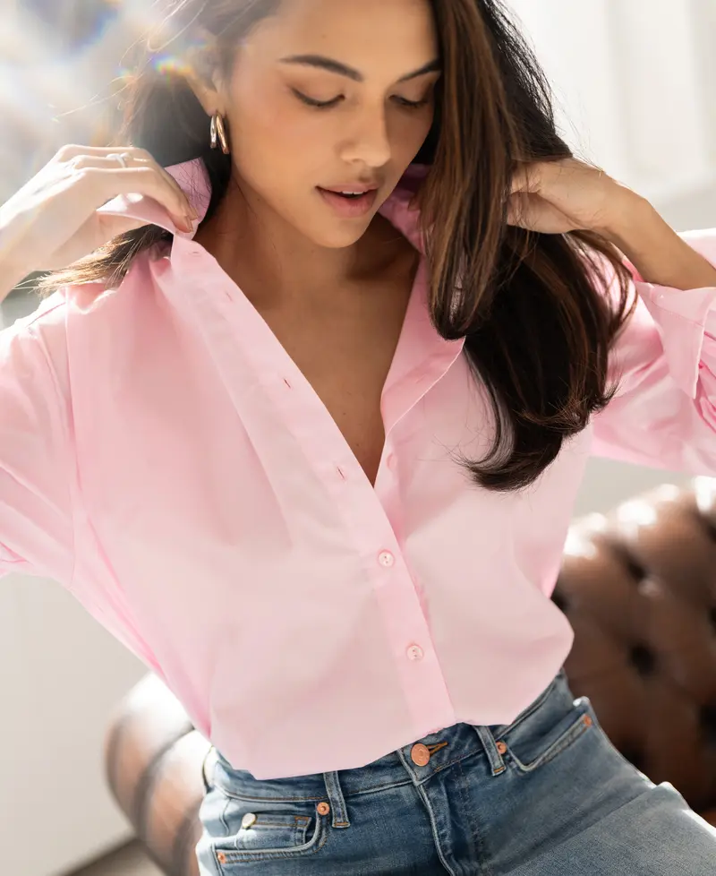 Oversized easy-iron blouse LE LILLE Licht roze