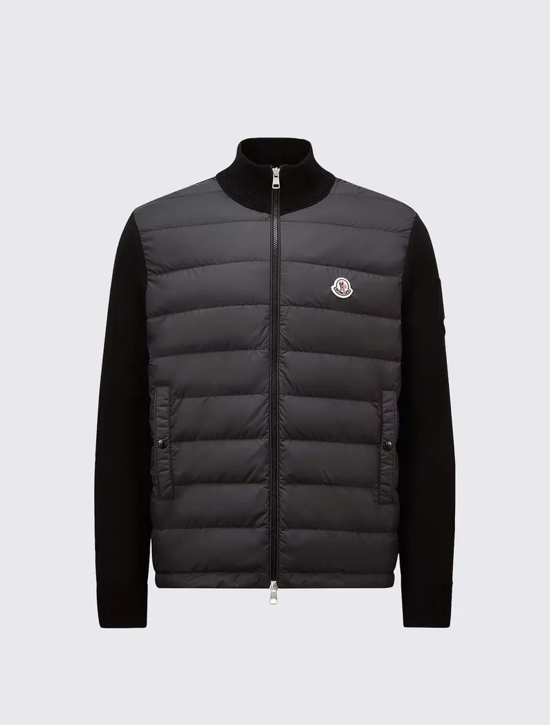Padded Zip-Up Cotton Cardigan
