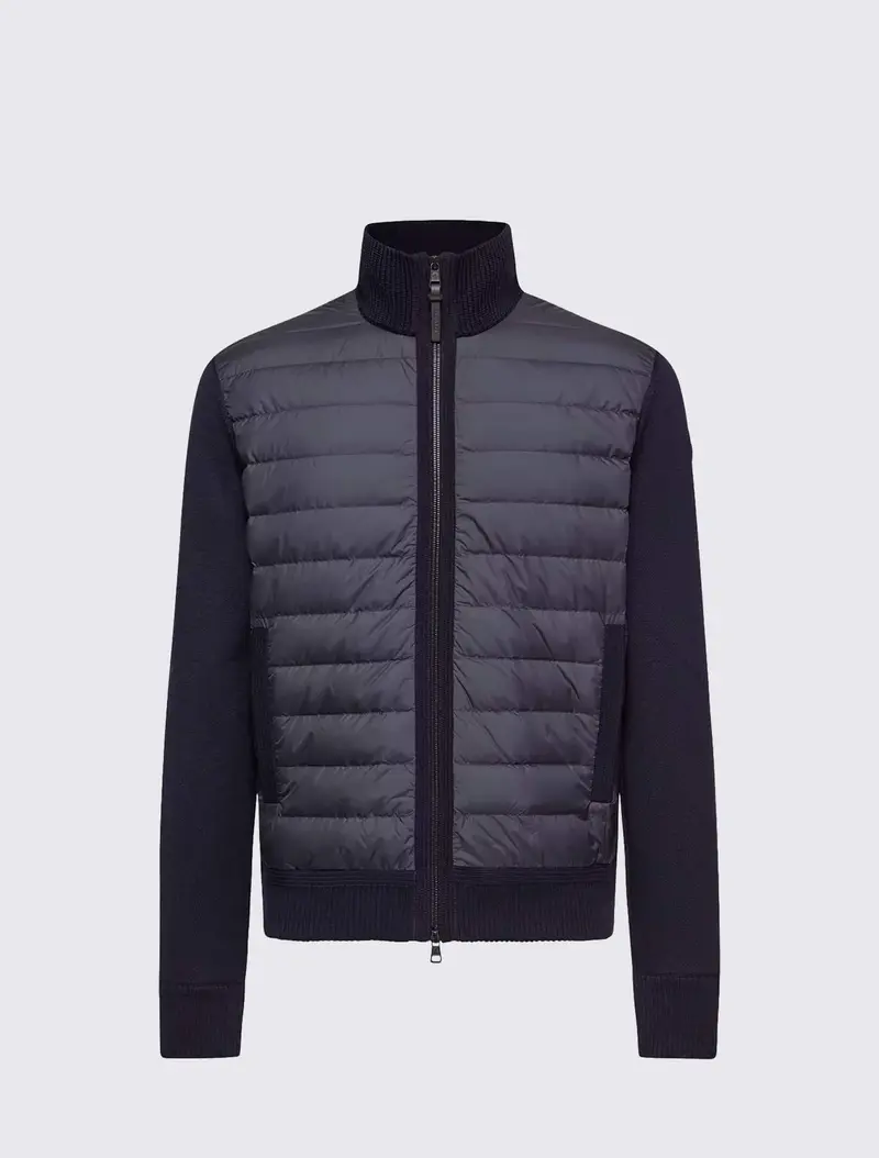 Padded Zip-Up Wool Cardigan