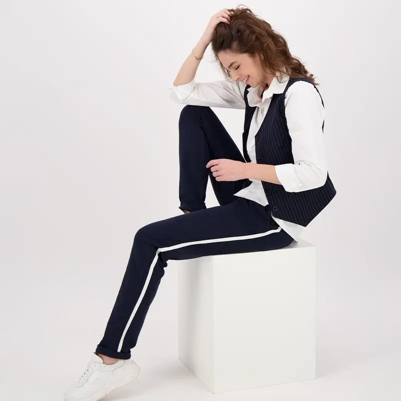 Pant Easy | Donkerblauw/Wit
