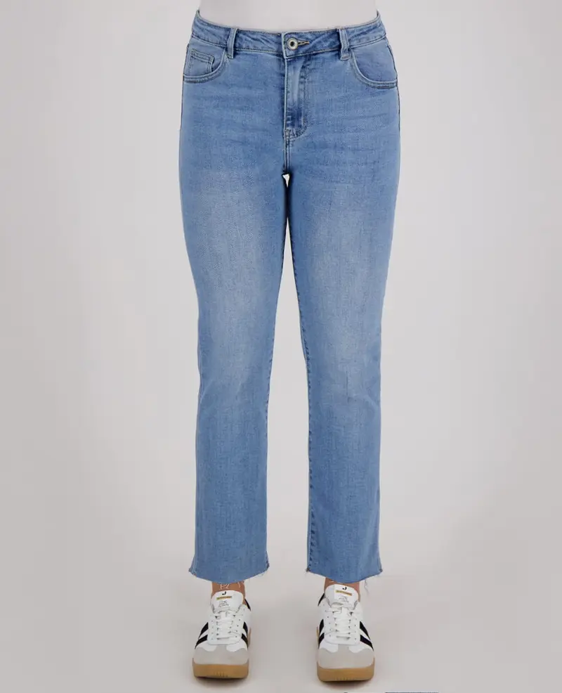 Pant Flare 7/8 Stretch Denim | Medium Denim Blue