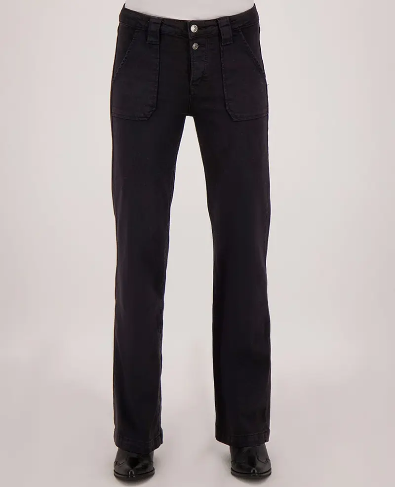 Pant Flare Denim | Zwart