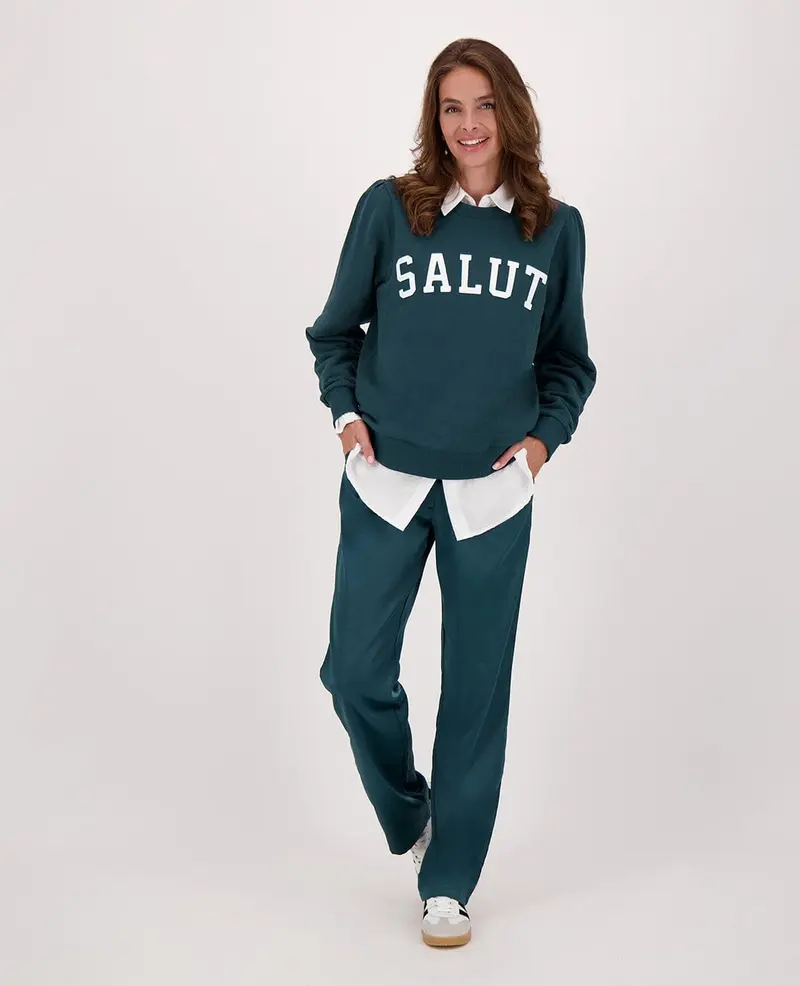 Pant Straight Satin | Peacock Green