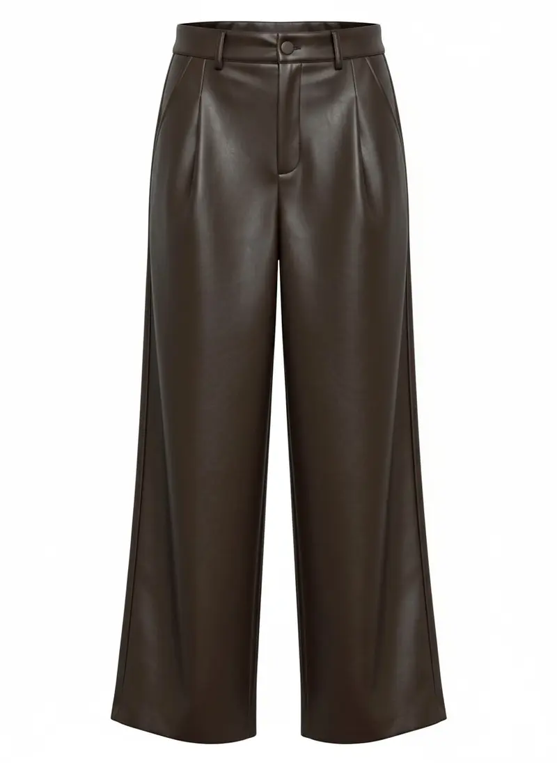 Pantalon Eliska Smooth Immitation Leather | Dark Brown