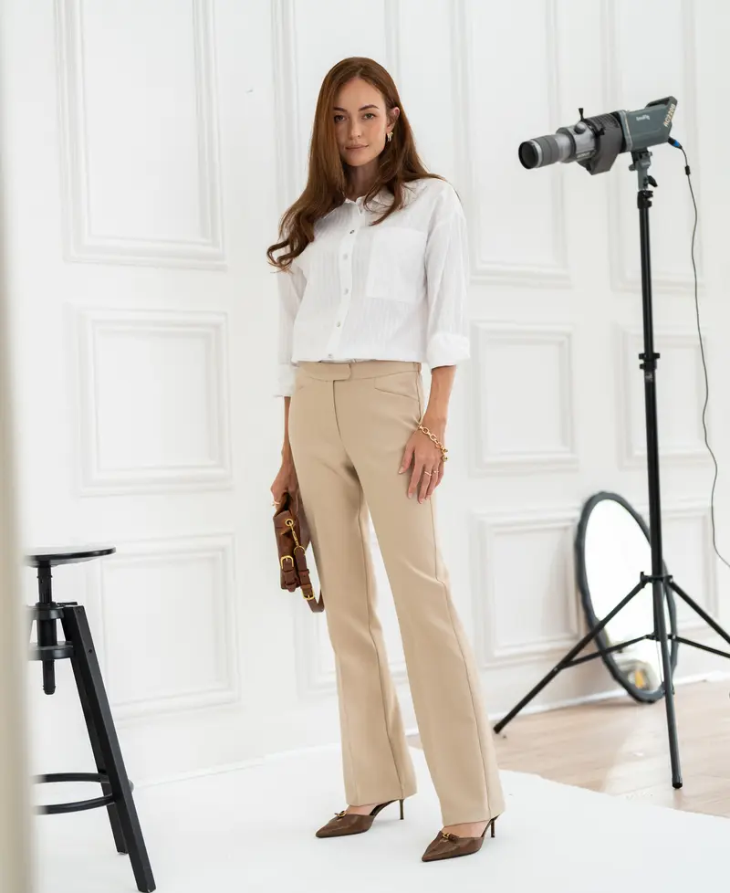 Pantalon Flared LE QUARTIER Licht zand