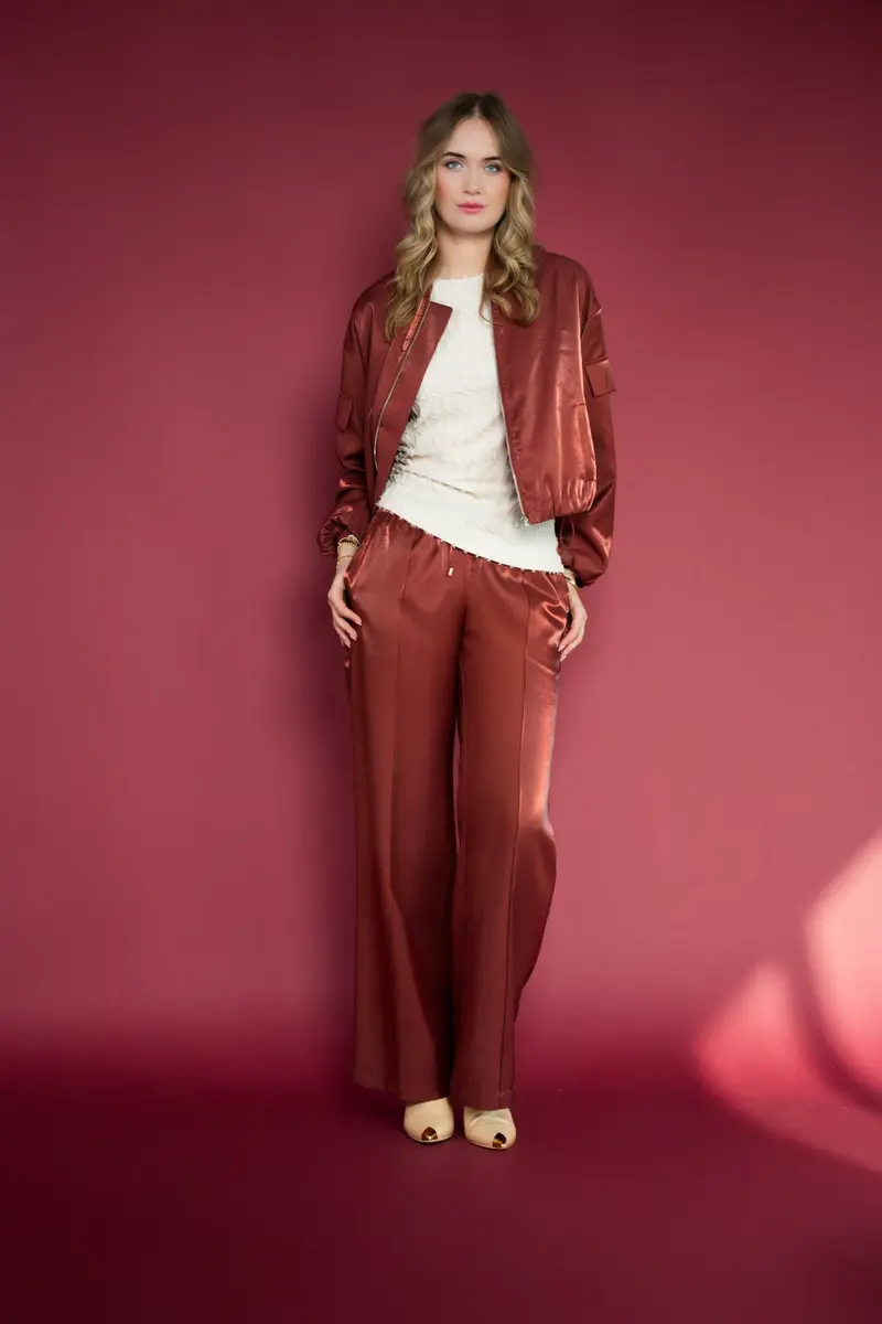 Pantalon Timmy Shiny Satin | Brandy Brown