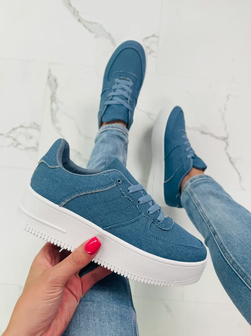 Platform Suedine Denim Sneakers
