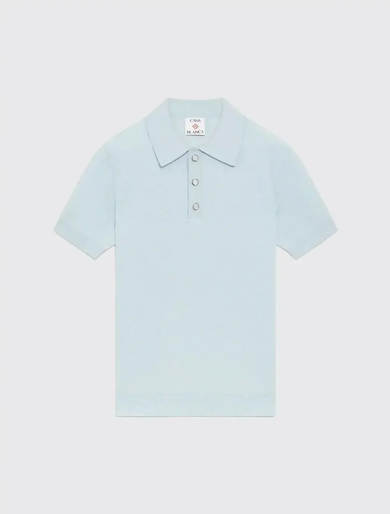 Pointelle Monogram Short Sleeve Polo