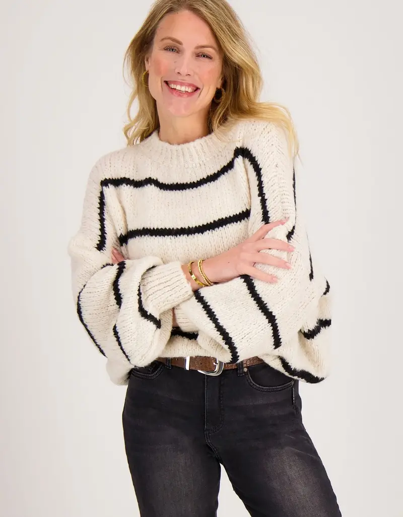 Pull Stripe | Beige/Zwart