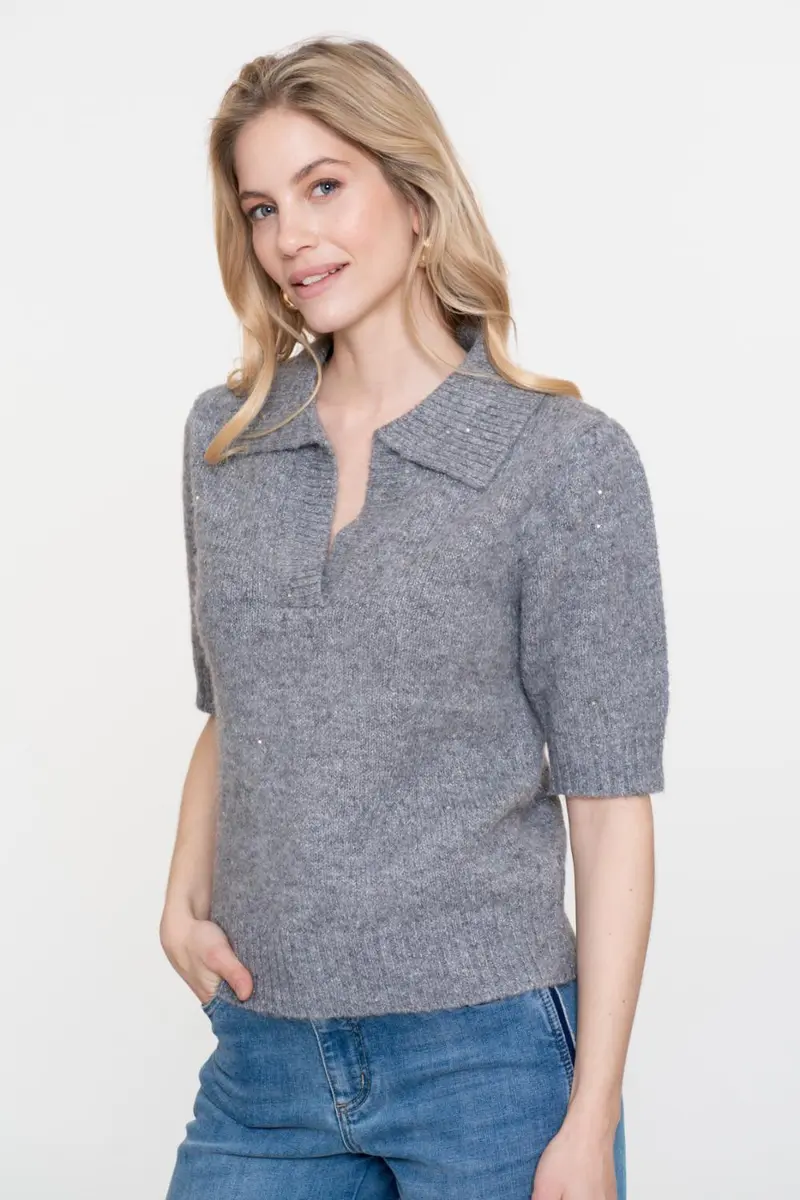 Pullover V-neck lurex & secq