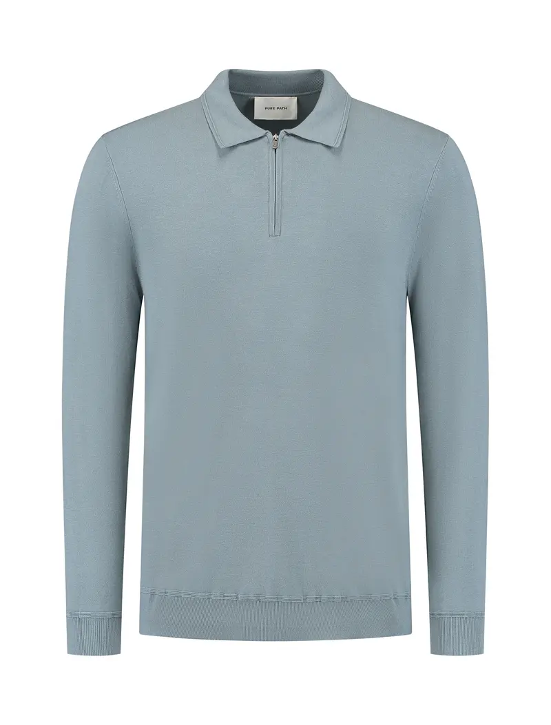 Pure Path - Half zip polo knitwear Blue
