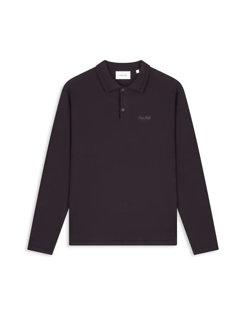 Pure Path - Knit Polo Longsleeve Bruin