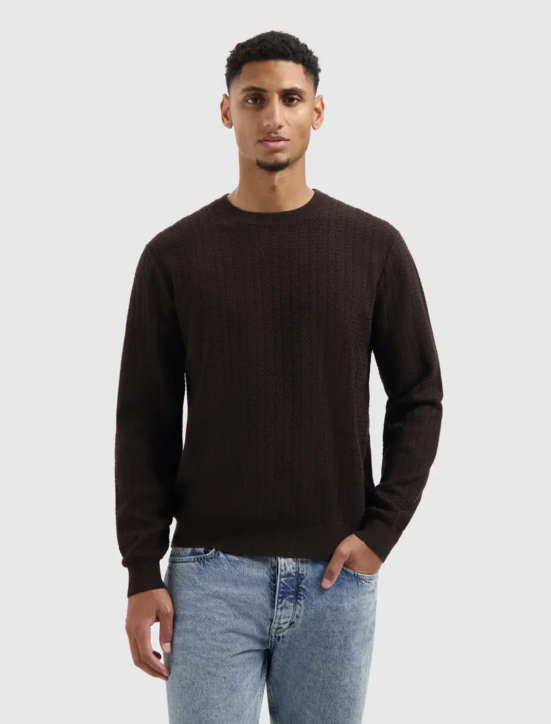 Pure Path - Structure knit sweater brown