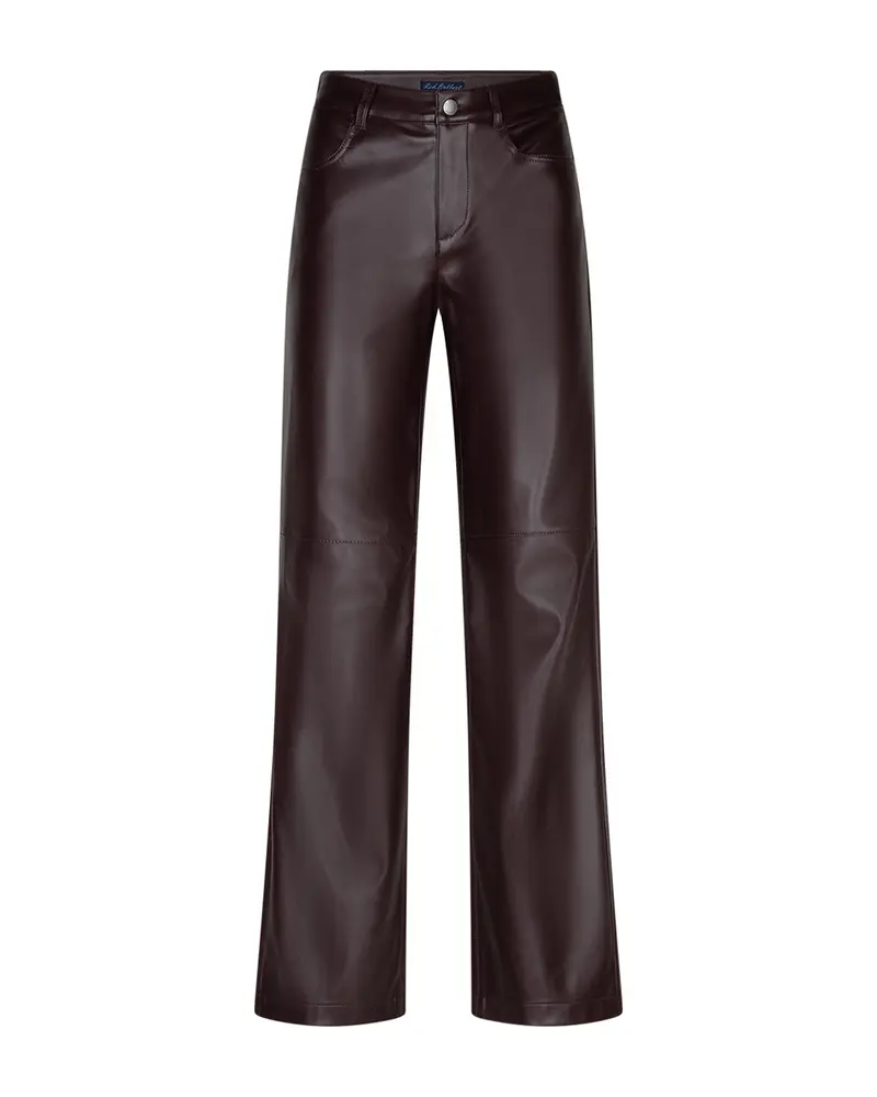 Red Button-Broek Colette Faux Leather L33-Burgundy