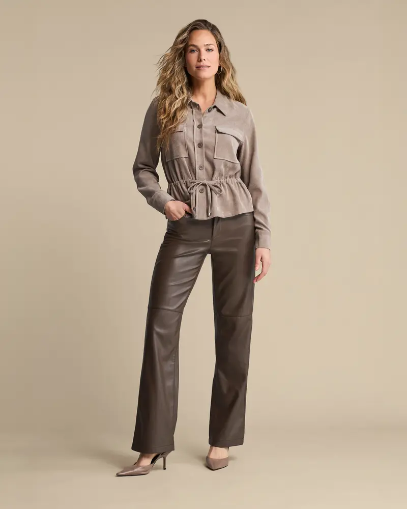 Red Button-Broek Colette Faux Leather L33-Espresso