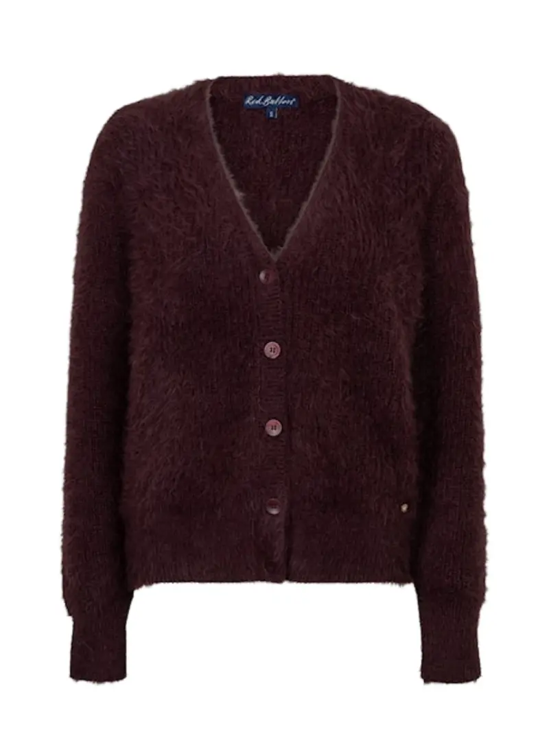 Red Button Vest Fuzzy Burgundy
