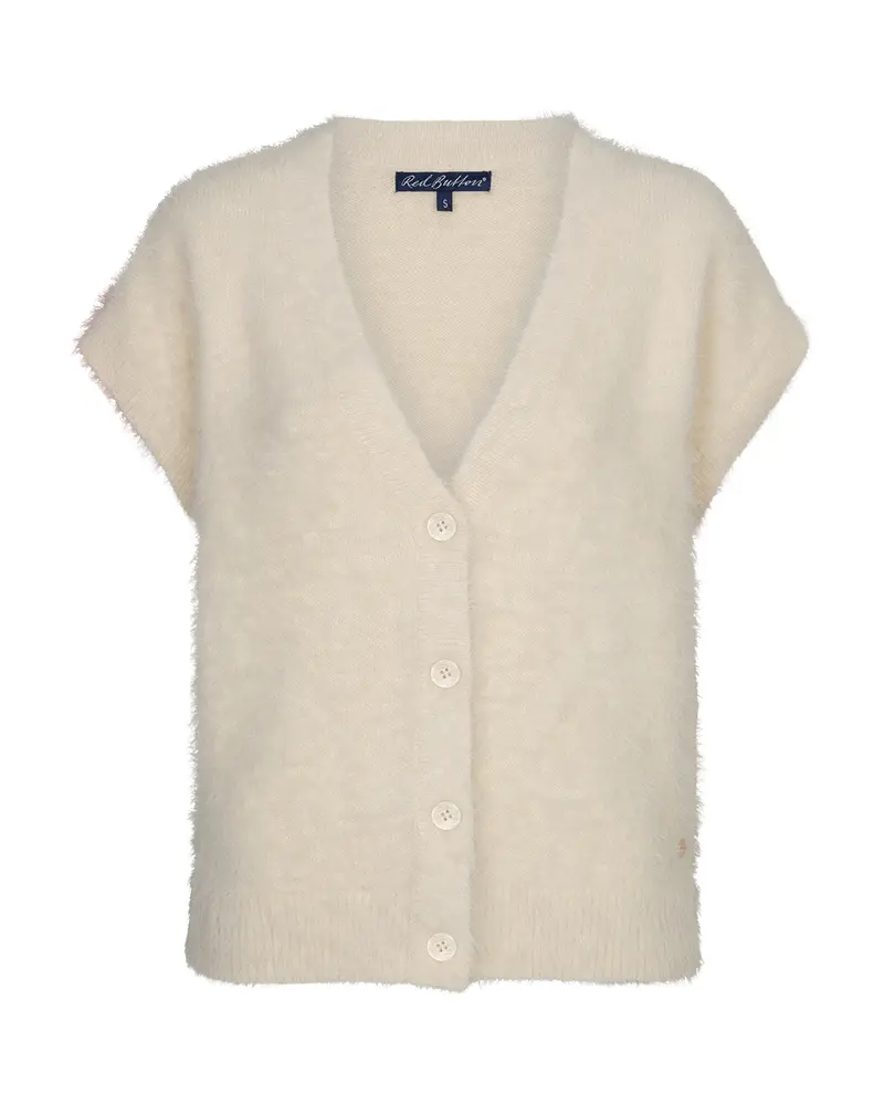 Red Button-Vest Sleeveless Fuzzy SRB5116-Cream