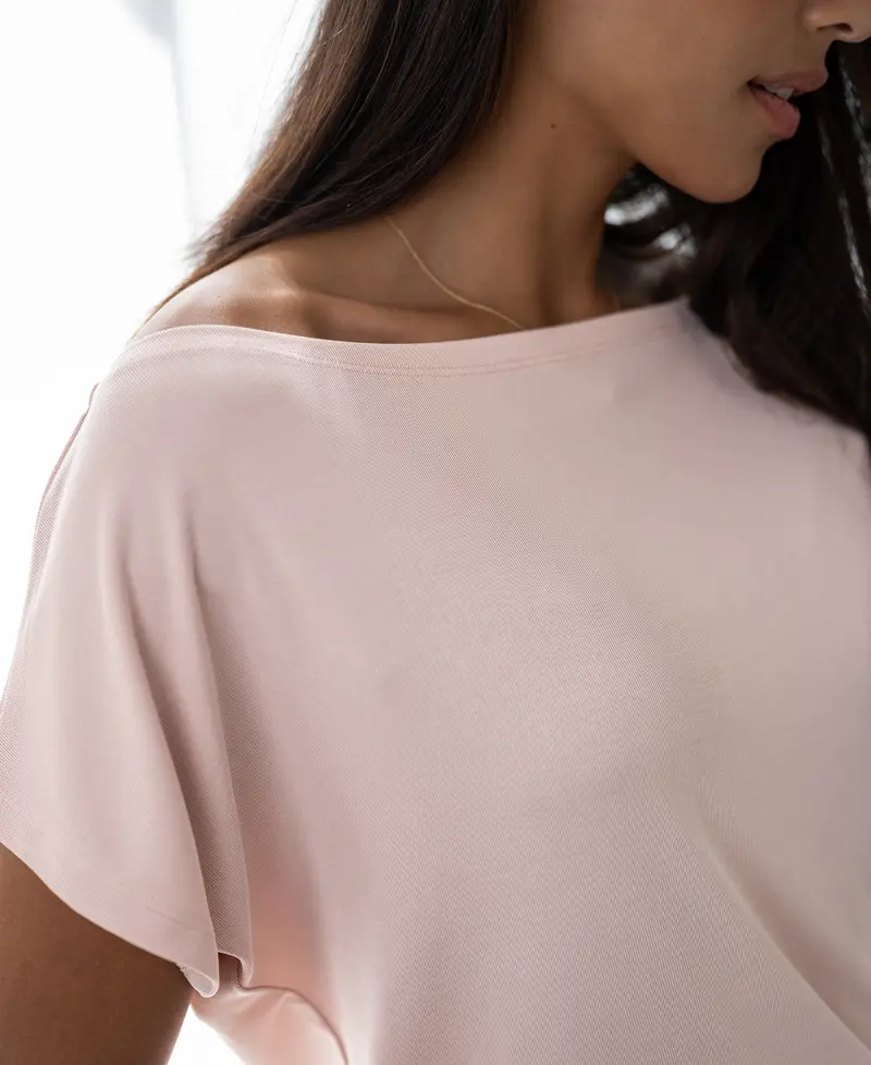 Rib boothals T-shirt LA SOMME Blush