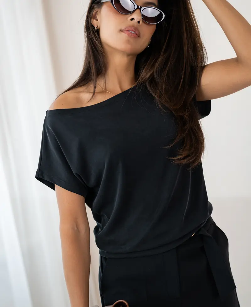 Rib boothals T-shirt LA SOMME Charcoal