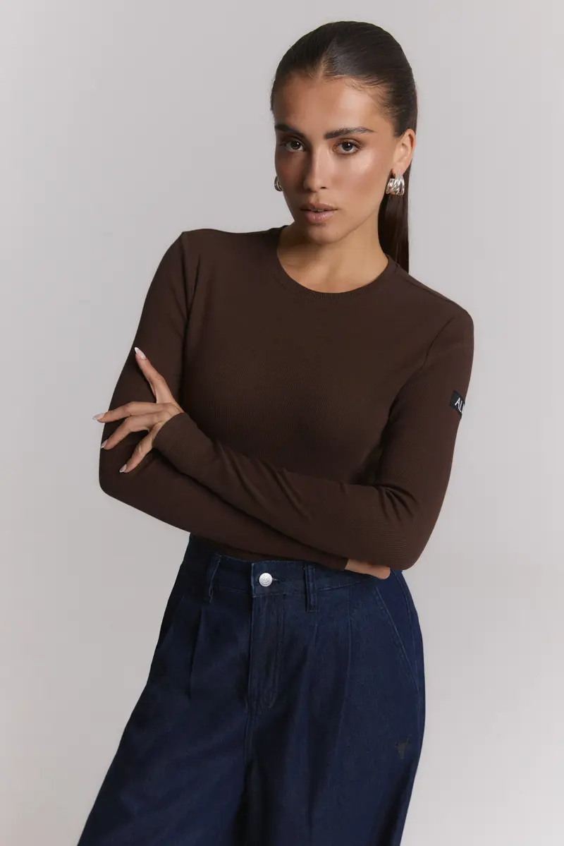 rib long sleeve warm brown