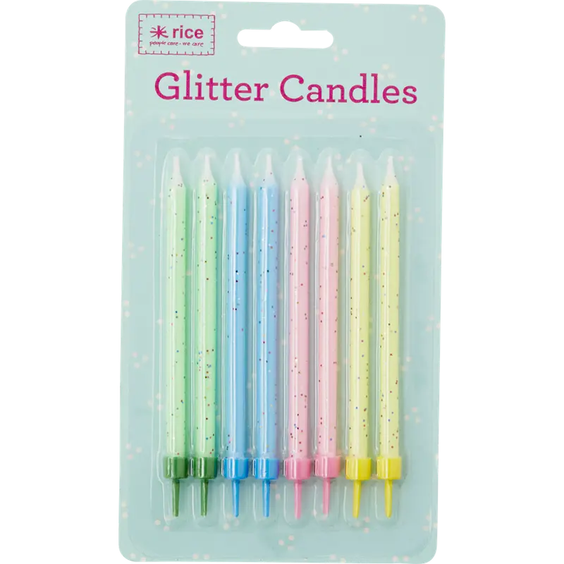 Rice 8 Long Cake Candles With Glitters