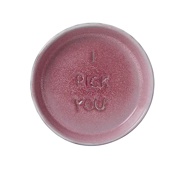 Rice Dusty Pink Ceramic Ring Dish With Embossed I Pick You
