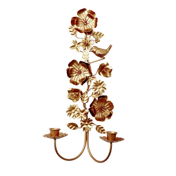 Rice Large Wall Hanging Candle Holder In Gold