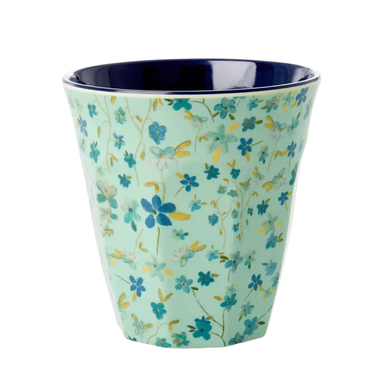 Rice medium melamine cup with blue floral print