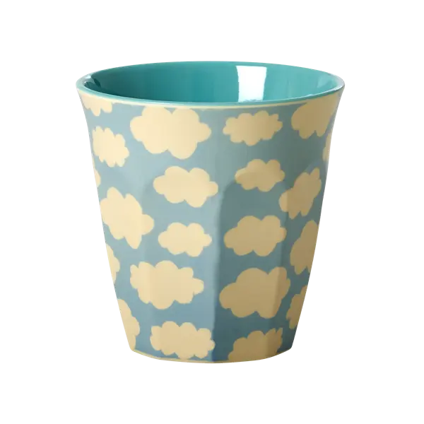 Rice medium melamine cup with cloud print blue
