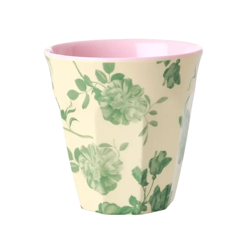 Rice medium melamine cup with green rose print