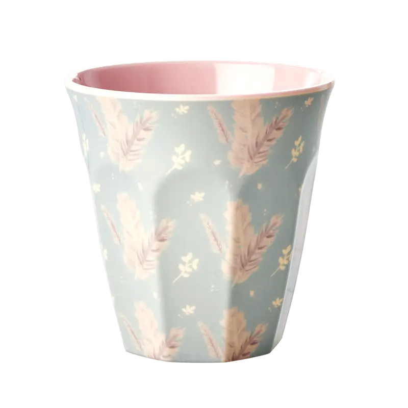 Rice Melamine Cup Feather Print
