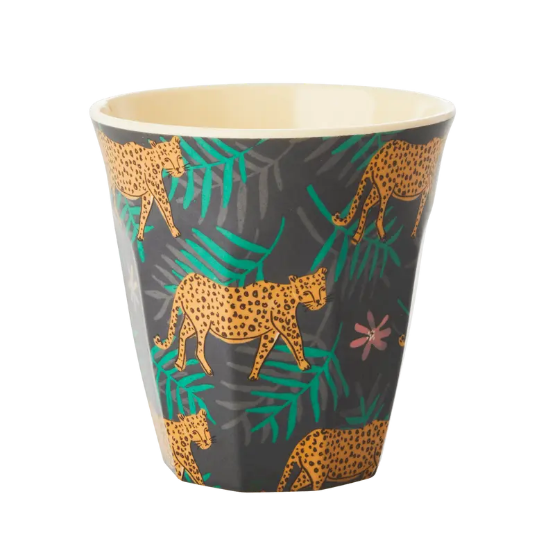 Rice Melamine Cup Leopard And Leaves Print