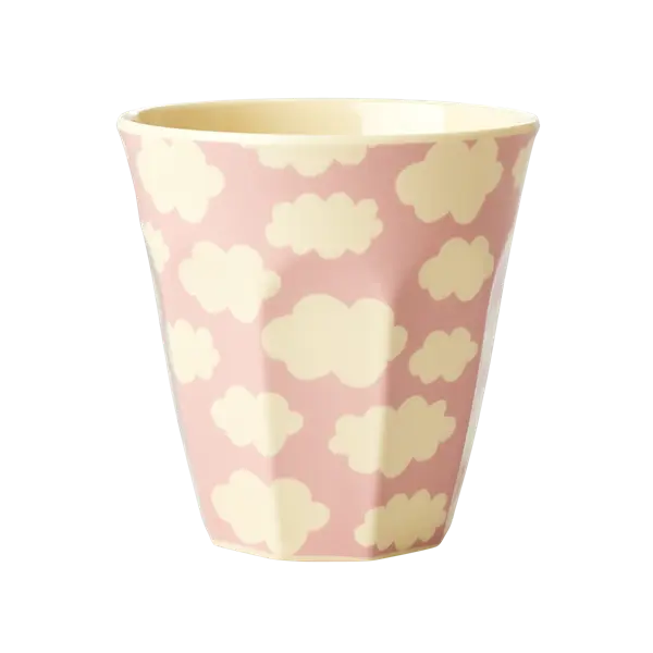 Rice Melamine Cup With Cloud Print Pink